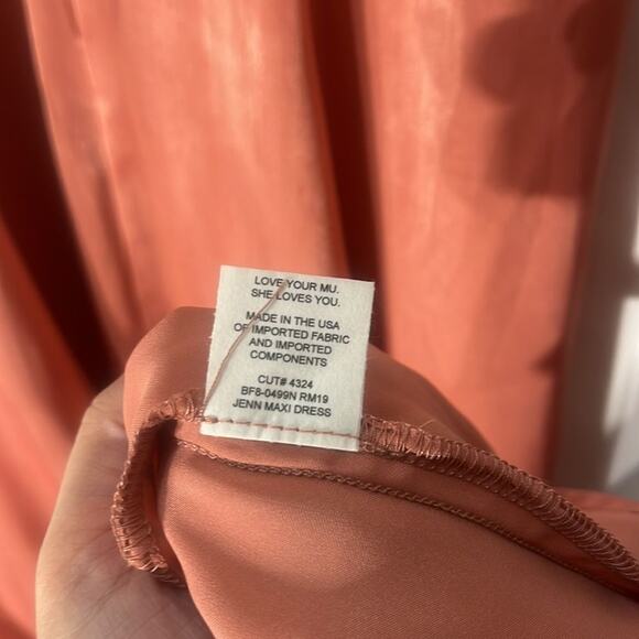 NWT Show Me Your Mumu Rustic Mauve Sheen Jenn Maxi Dress Small Deep V Neck Satin - Picture 12 of 13